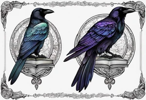 Book with dagger and a raven tattoo idea