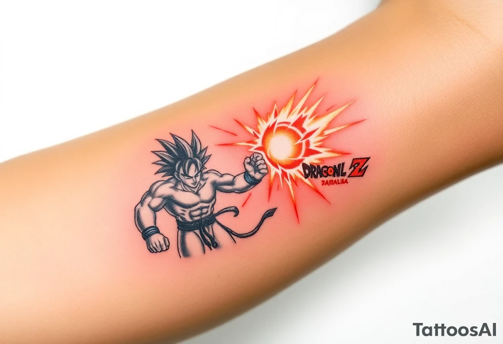 legendary dragonball z scene with energy aura and power effects tattoo idea