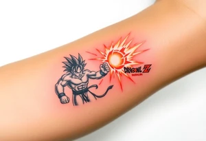 legendary dragonball z scene with energy aura and power effects tattoo idea