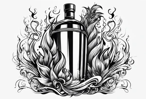 Flaming Molotov cocktail gasoline tattoo idea