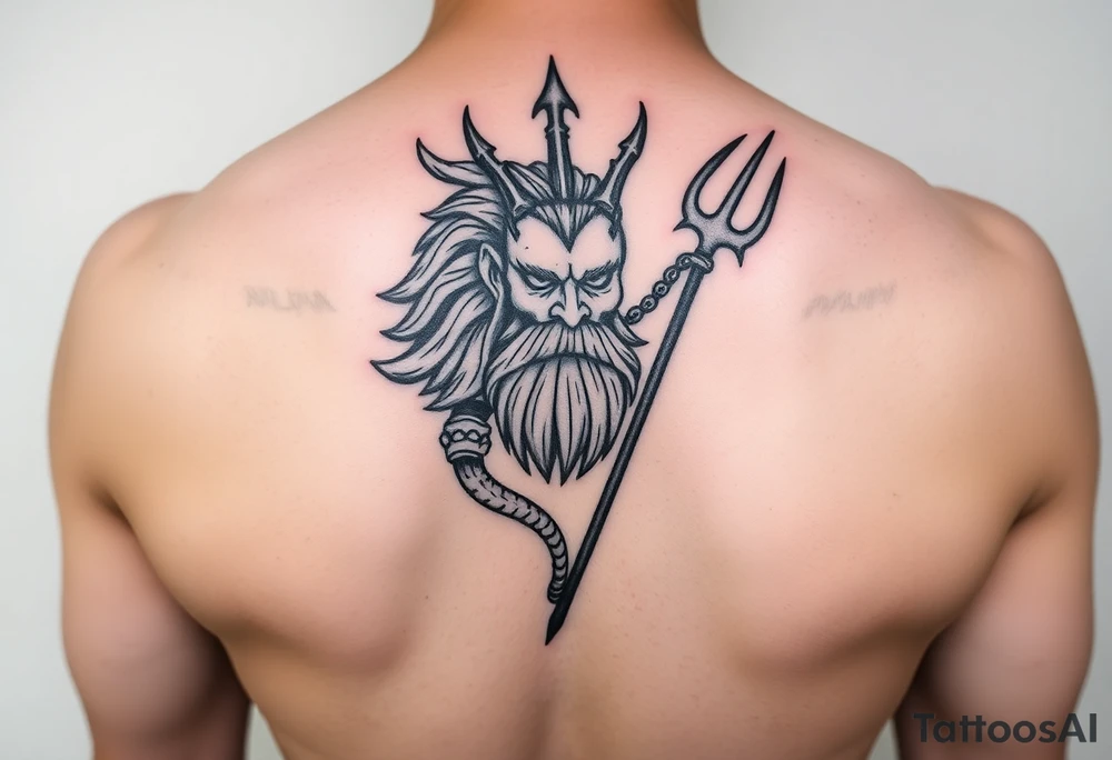 poseidon with trident tattoo idea