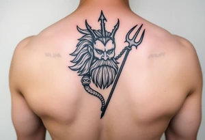 poseidon with trident tattoo idea