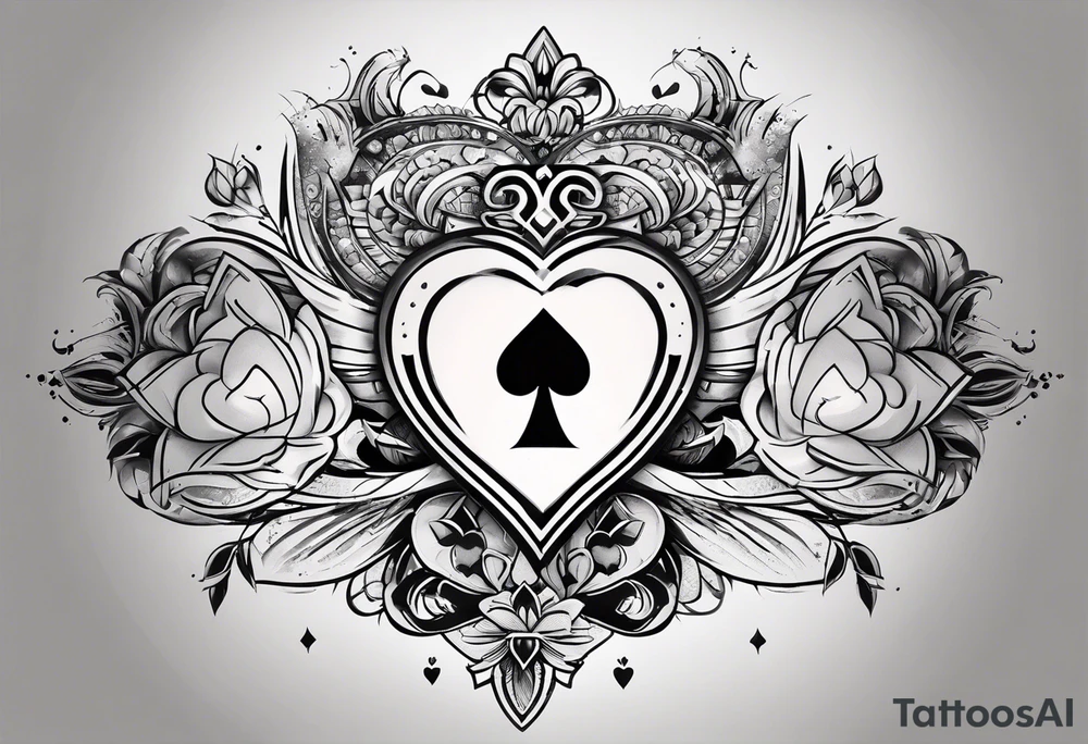 8 aces, overlapping in a row, first two faded/broken aces of hearts, the latter ones getting stronger/more new or better tattoo idea