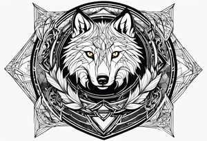 broken Ouroboros with wolf in the middle died by
 arrow tattoo idea