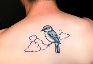 Kentucky bluebird with clouds tattoo idea