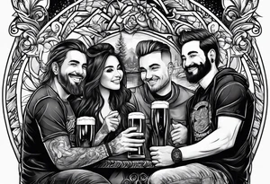 friends drinking beers tattoo idea