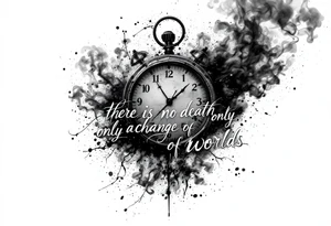 there is no death only a change of worlds with a time clock and smoke behind it tattoo idea