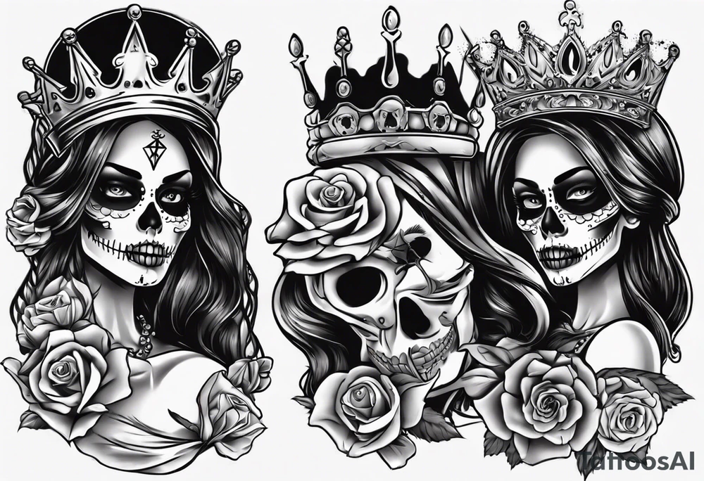 santa la muerta with money and crown
on the card tattoo idea