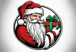 santa claus carrying a sack of gifts tattoo idea