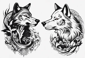 two wolves dancing tattoo idea