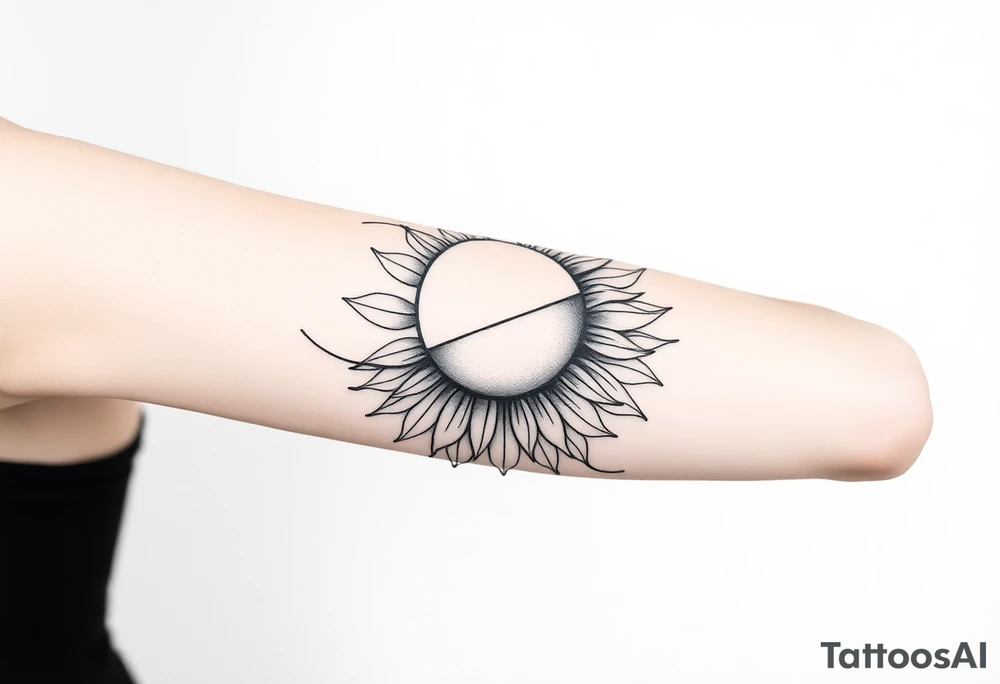 Half sun half sunflower tattoo idea