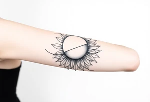 Half sun half sunflower tattoo idea