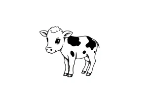 cute black and white baby cow tattoo idea