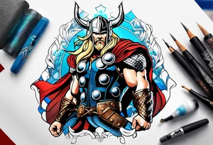 Thor with full body shown tattoo idea