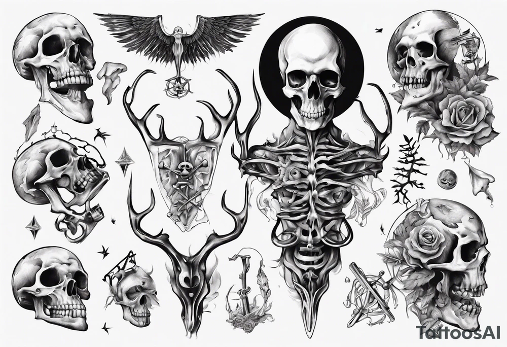 wicth with bones arround tattoo idea