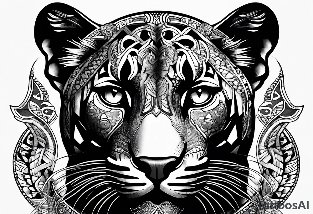 aztec black jaguar with snake tattoo idea