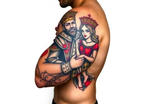 King of hearts holding a queen of hearts tattoo idea