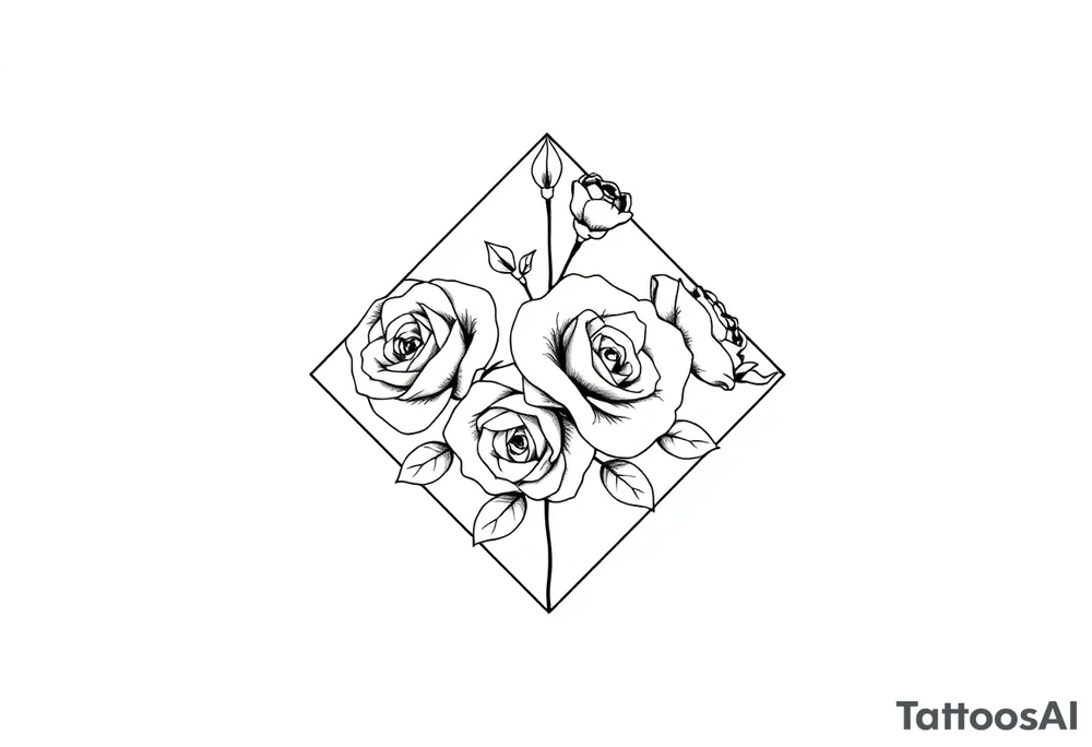 Small Roses in a diamond shape tattoo idea