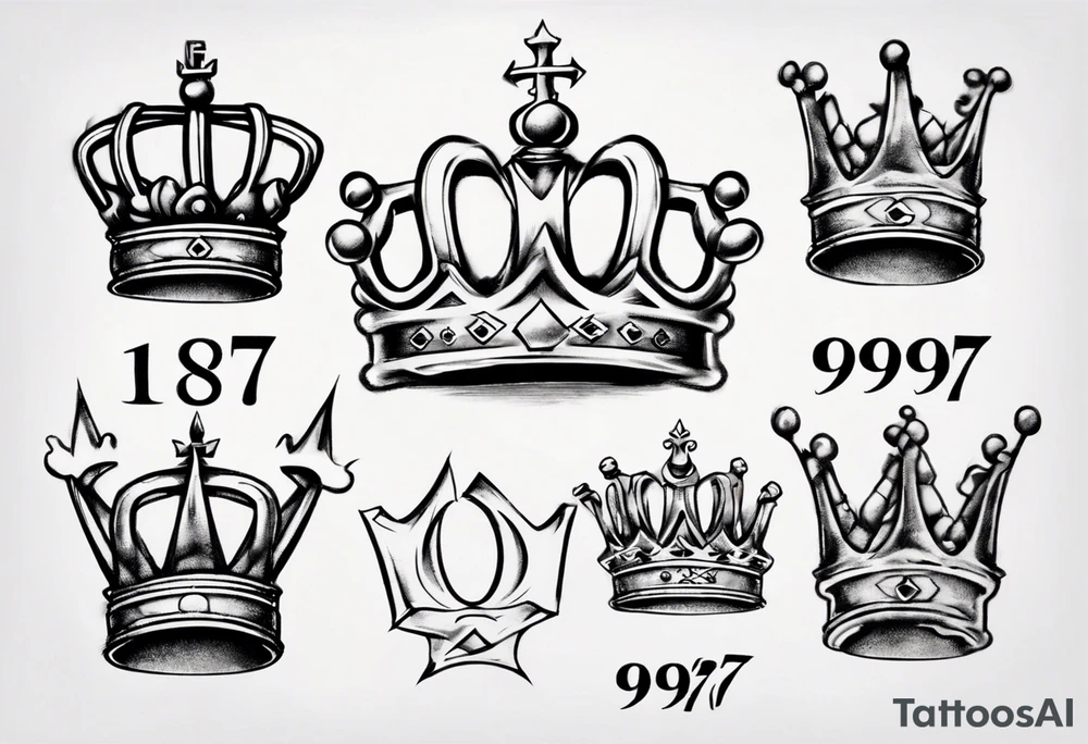 1997 with crown on top of one of the numbers tattoo idea