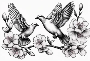 3 doves flying 
With a cherry blossom tattoo idea