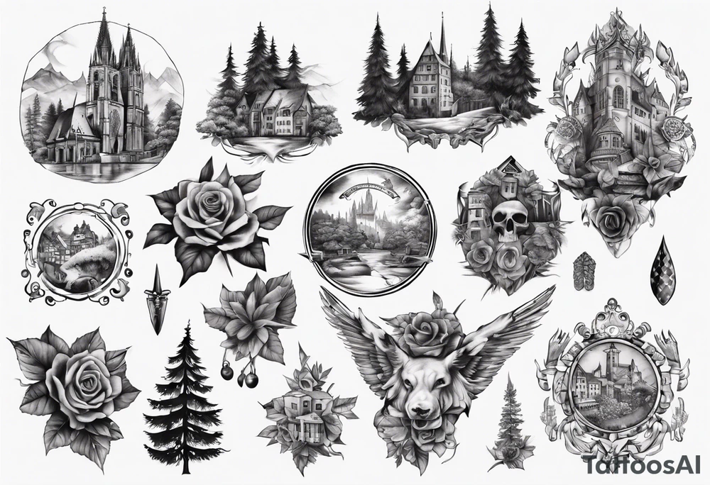 Blackforest freiburg city tattoo idea