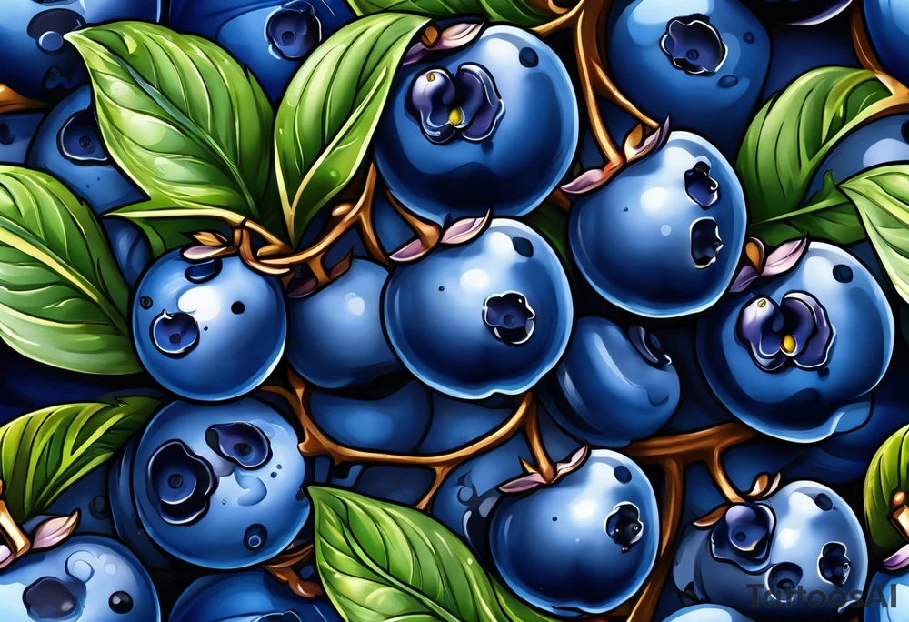 3 blueberries with a single leaf tattoo idea