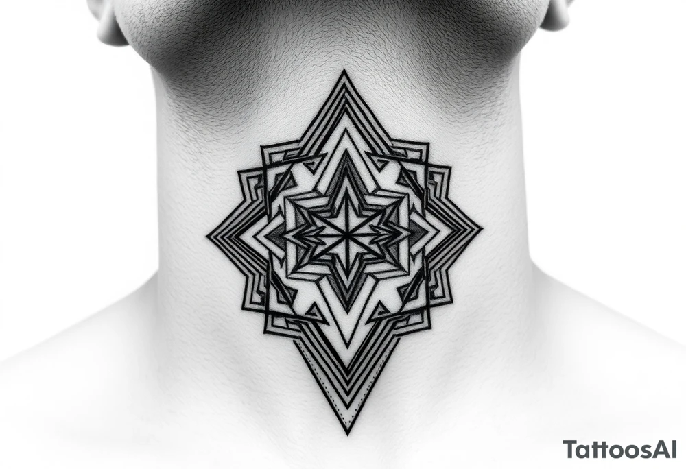 throat geometric tattoo with the middle throat lighter then the rest tattoo idea