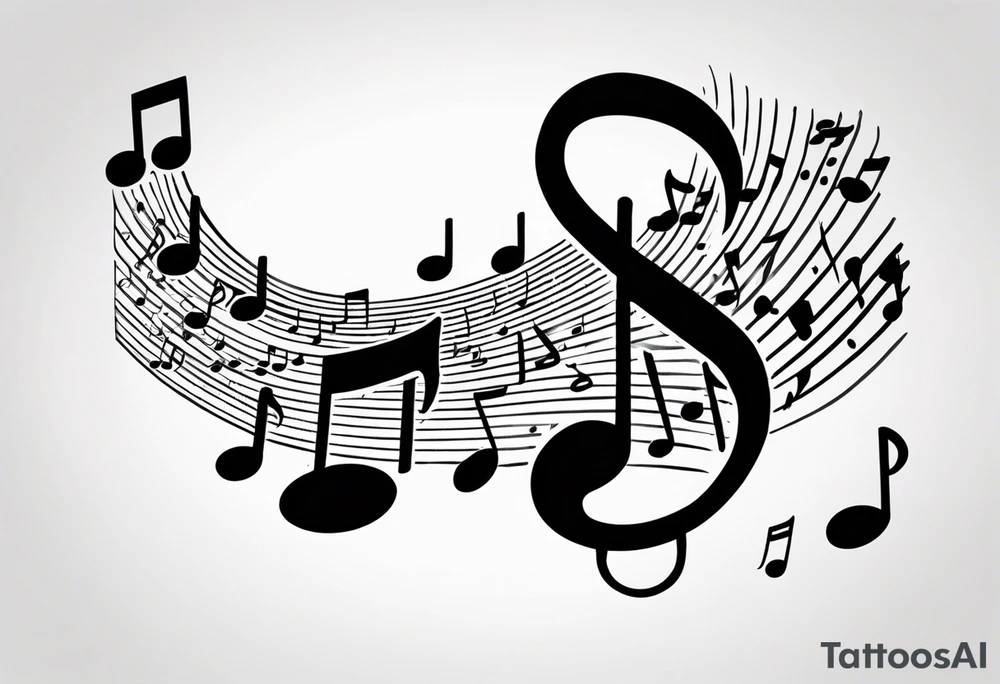 Music notes coming out of spiral note book tattoo idea