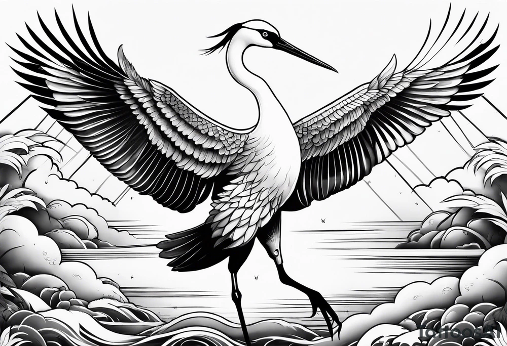 Japanese crane tattoo idea