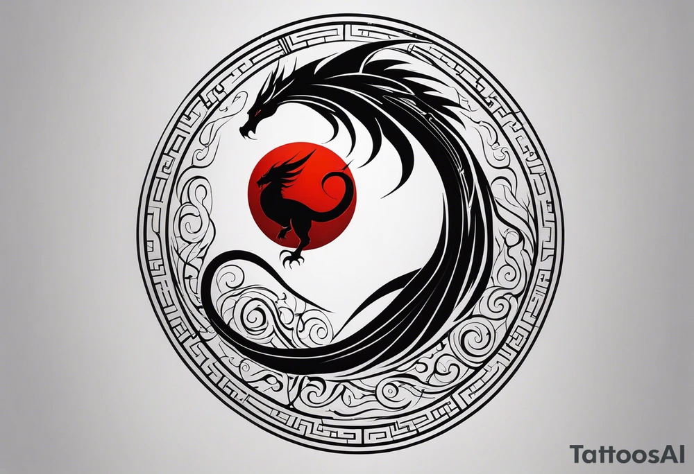 For a Gen Z-inspired dragon and phoenix tattoo, think of a clean, minimalist design that combines symbolism with bold, sleek lines. Imagine a dragon and phoenix spiraling together in a yin-yang-inspired layout. The dragon has a slightly abstract, modern shape, with sharp, flowing lines to show power, resilience, and wisdom, while the phoenix is rendered with sweeping curves and minimal detailing, symbolizing rebirth, growth, and transformation.

Both creatures should interact harmoniously, representing balance and duality. To keep it meaningful, focus on line work rather than intricate shading—clear, open spaces allow the tattoo to feel light and energetic. Adding small symbols, like stars or a faint galaxy backdrop, can enhance the "rising from ashes" and "strength through challenge" themes. This design will appeal timelessly while resonating with Gen Z’s love for symbolism and simplicity. tattoo idea