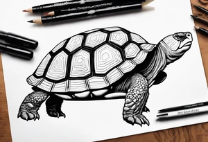 native american tortoise with the name sam incorporated into thje shell design tattoo idea
