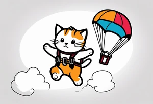 a cat parachuting after skydiving tattoo idea