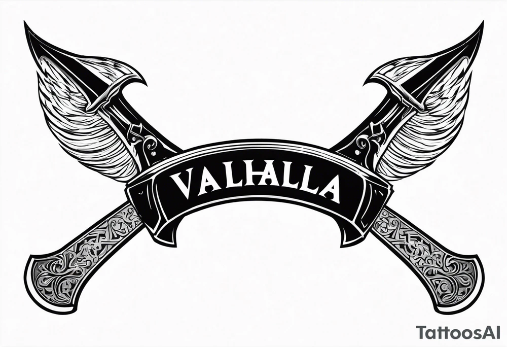 Valhalla sword shield axe tattoo idea