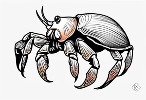 Line work hermit crab tattoo idea
