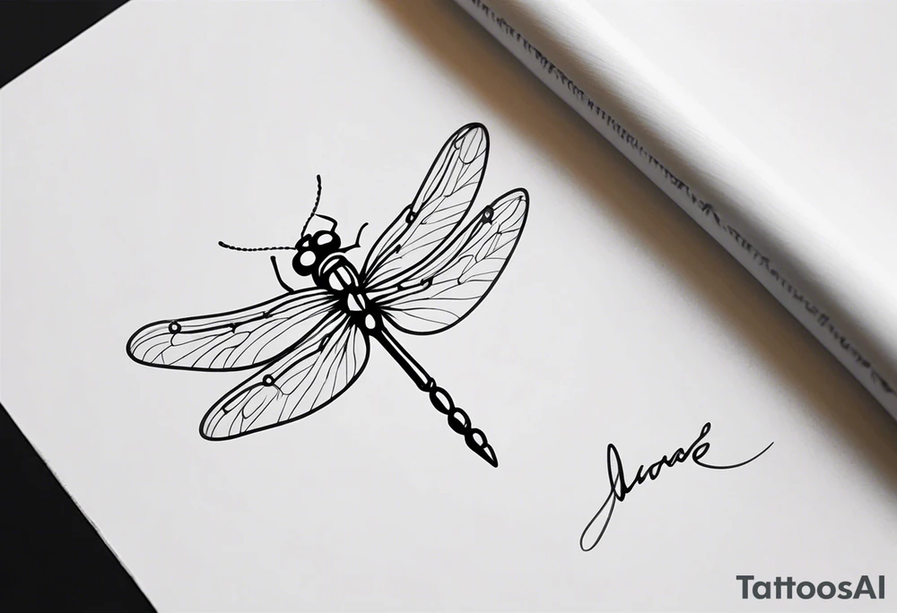 fine line barbed wire small dragonfly tattoo idea