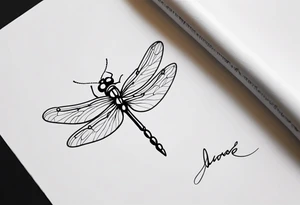 fine line barbed wire small dragonfly tattoo idea