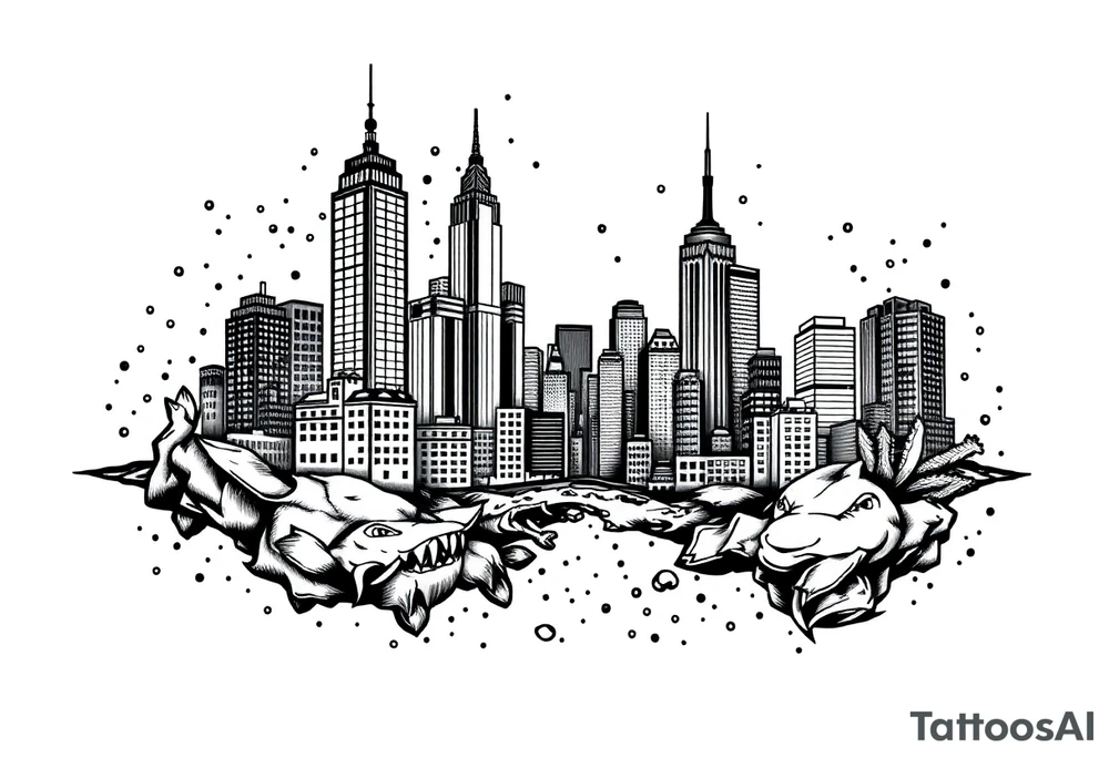 city under water theme tattoo idea