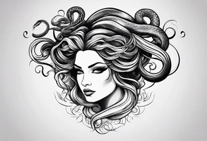 Medusa snake hair lady head tattoo idea