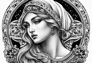 Old Russian prison style Virgo tattoo idea