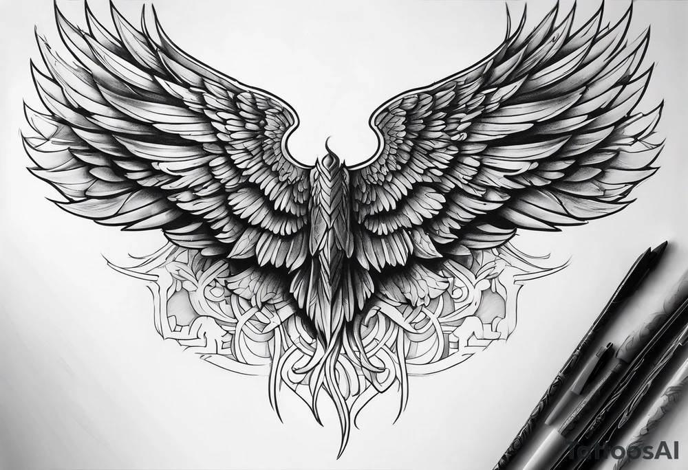 Dark archangel wing tattoo idea