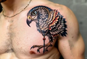 An Egyptian Falcon (Horus) Carrying a Rosary (only red, blue and black are possible colors) tattoo idea