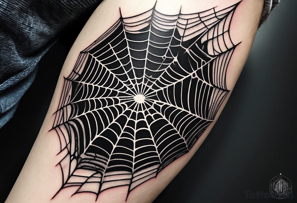 A spider web tattoo for the elbow.
Shorter horizontally, longer vertically. tattoo idea