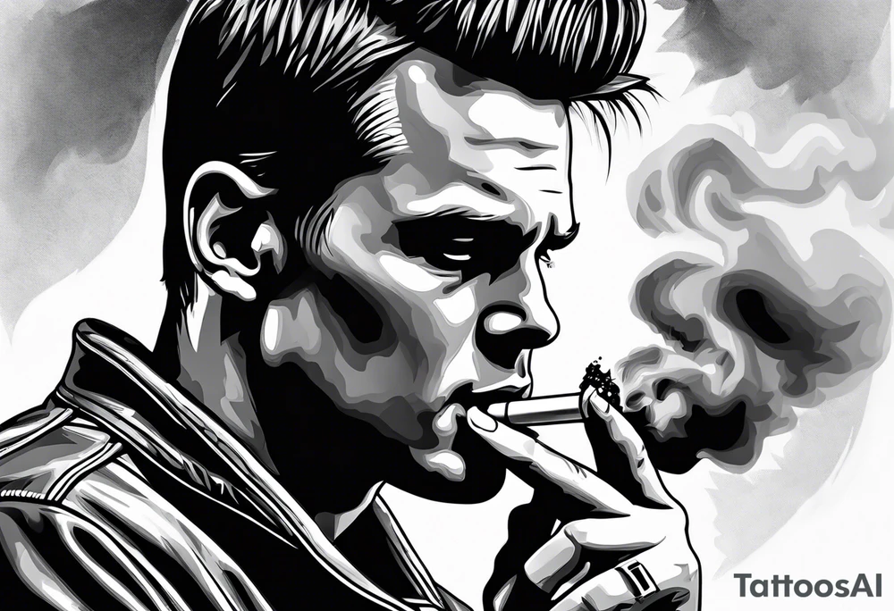 Tom Brady smoking cigarette tattoo idea