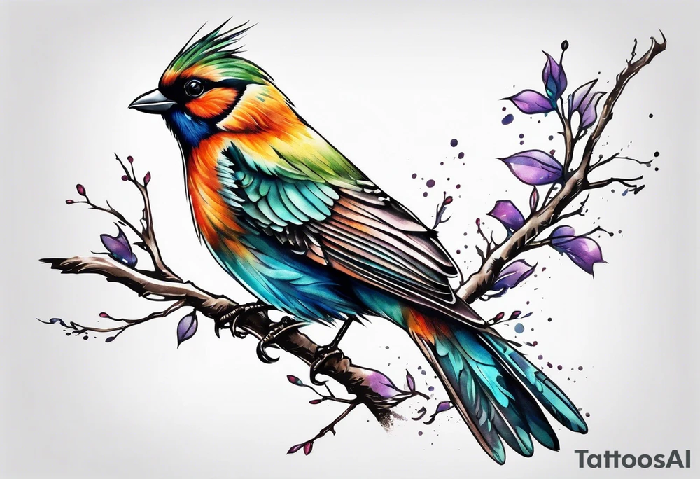 Bird taking off from a branch tattoo idea