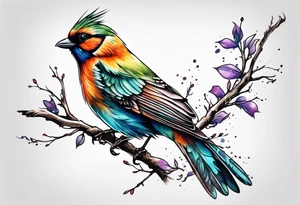 Bird taking off from a branch tattoo idea