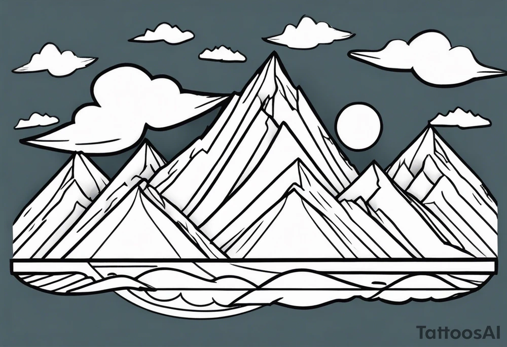 mountains with clouds
 simple with banner tattoo idea