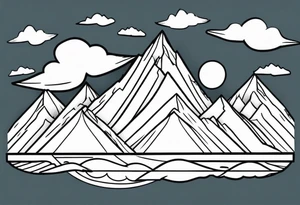 mountains with clouds
 simple with banner tattoo idea