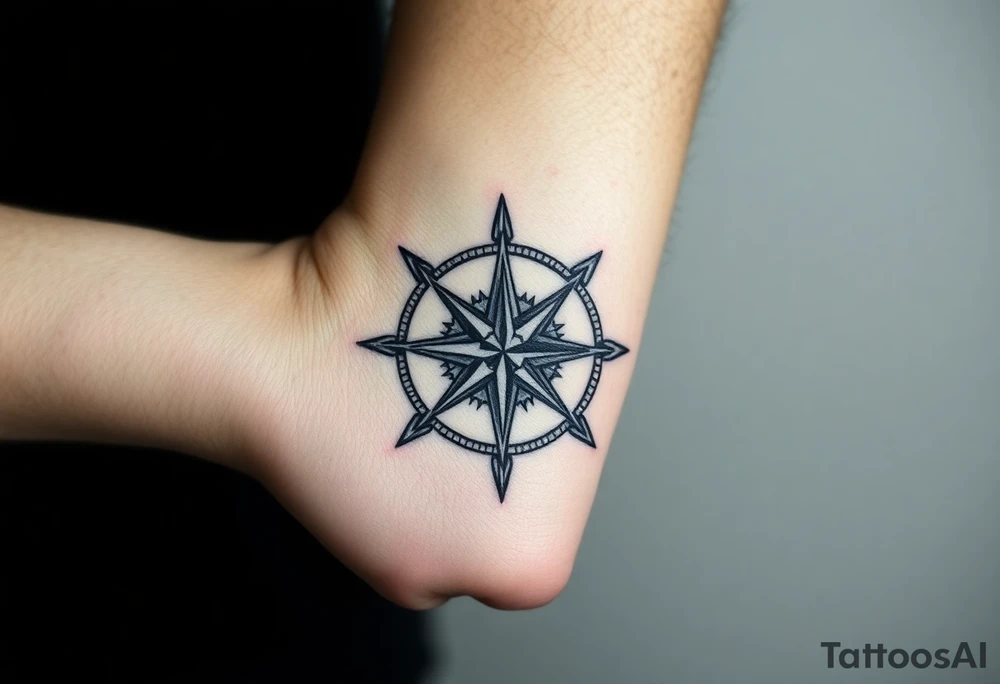 Half star half compass pirate life tattoo idea