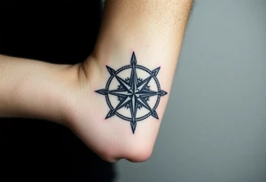 Half star half compass pirate life tattoo idea