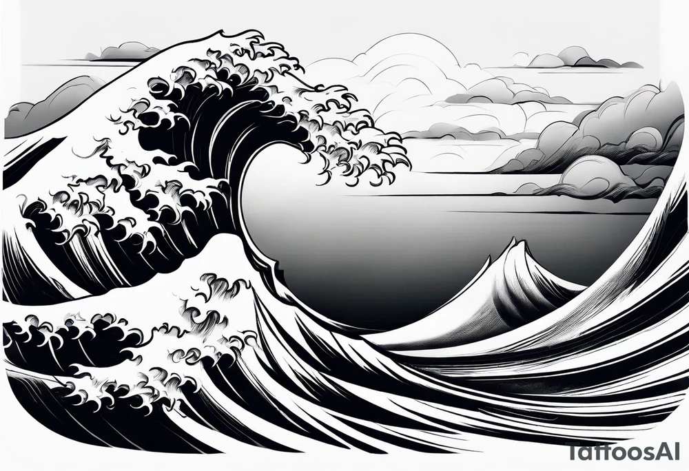 picture 8 by 8 centimeters of sea waves before a storm tattoo idea